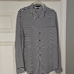 Theory Durlia Striped Black and White Blouse